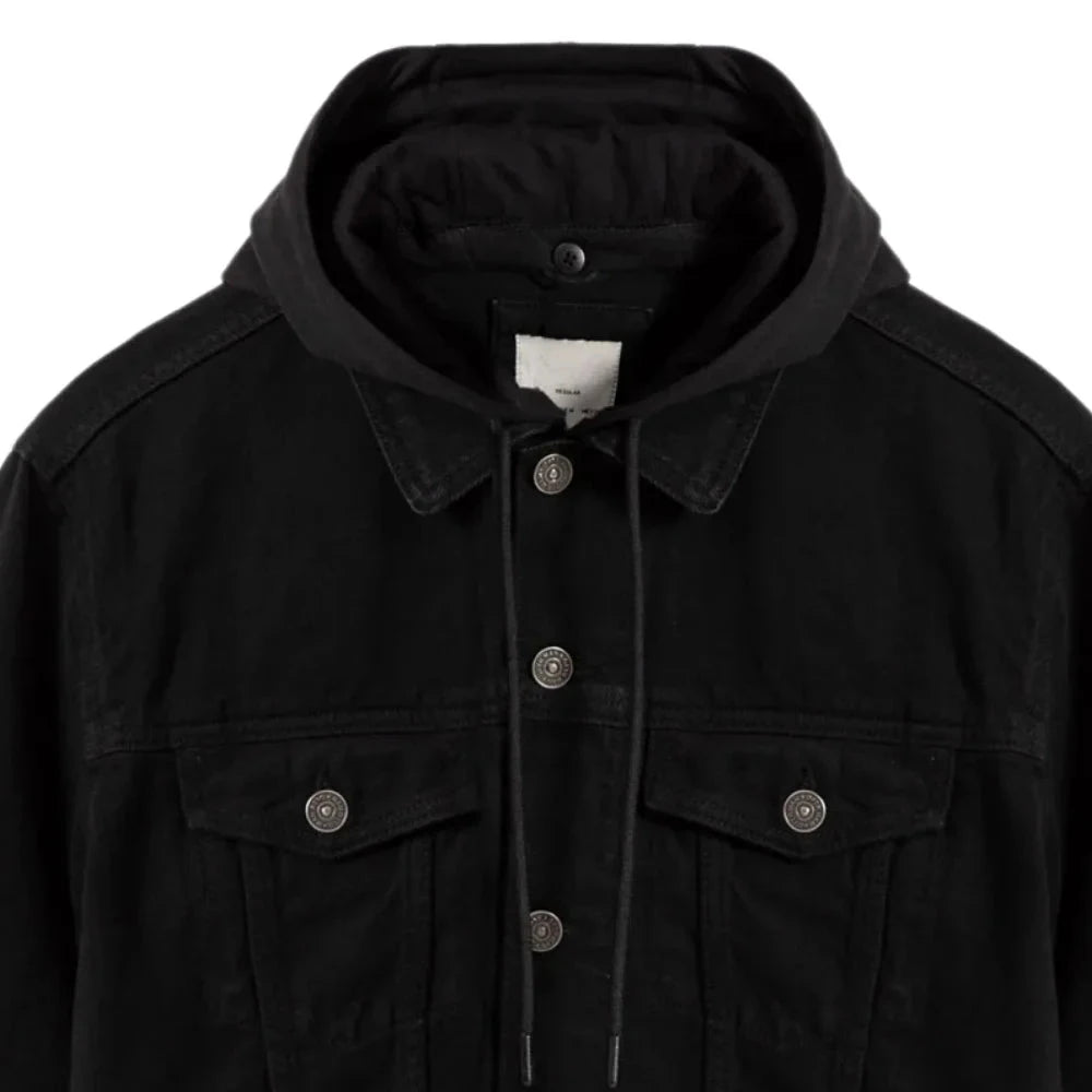 Men's Black Hooded Denim Jacket