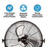 Newair 18" High-Velocity Industrial Floor Fan, Heavy Duty Metal Fan, Adjustable Tilt and 3 Speeds up to 4012 CFM, Rotatory Switch