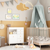 OXYLIFE 45" Baby Nursery Changing Table Dresser with 4 Drawers and Shelf for Nursery Room, White