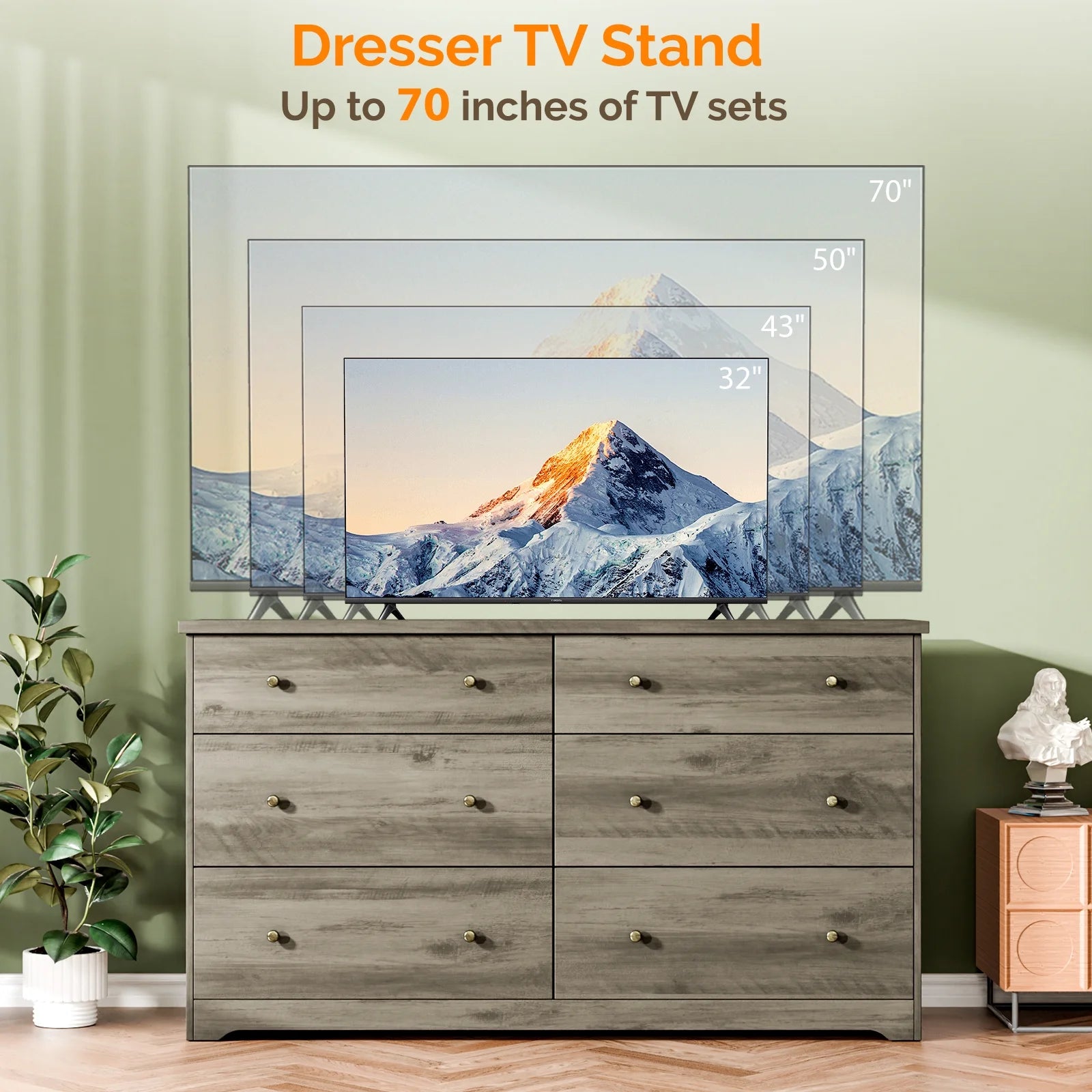 Ktaxon 6 Drawer Double Dresser Wood Dresser Storage Cabinet Drawer Organizer Chest Of Drawers, White