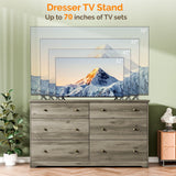 Ktaxon 6 Drawer Double Dresser Wood Dresser Storage Cabinet Drawer Organizer Chest Of Drawers, White