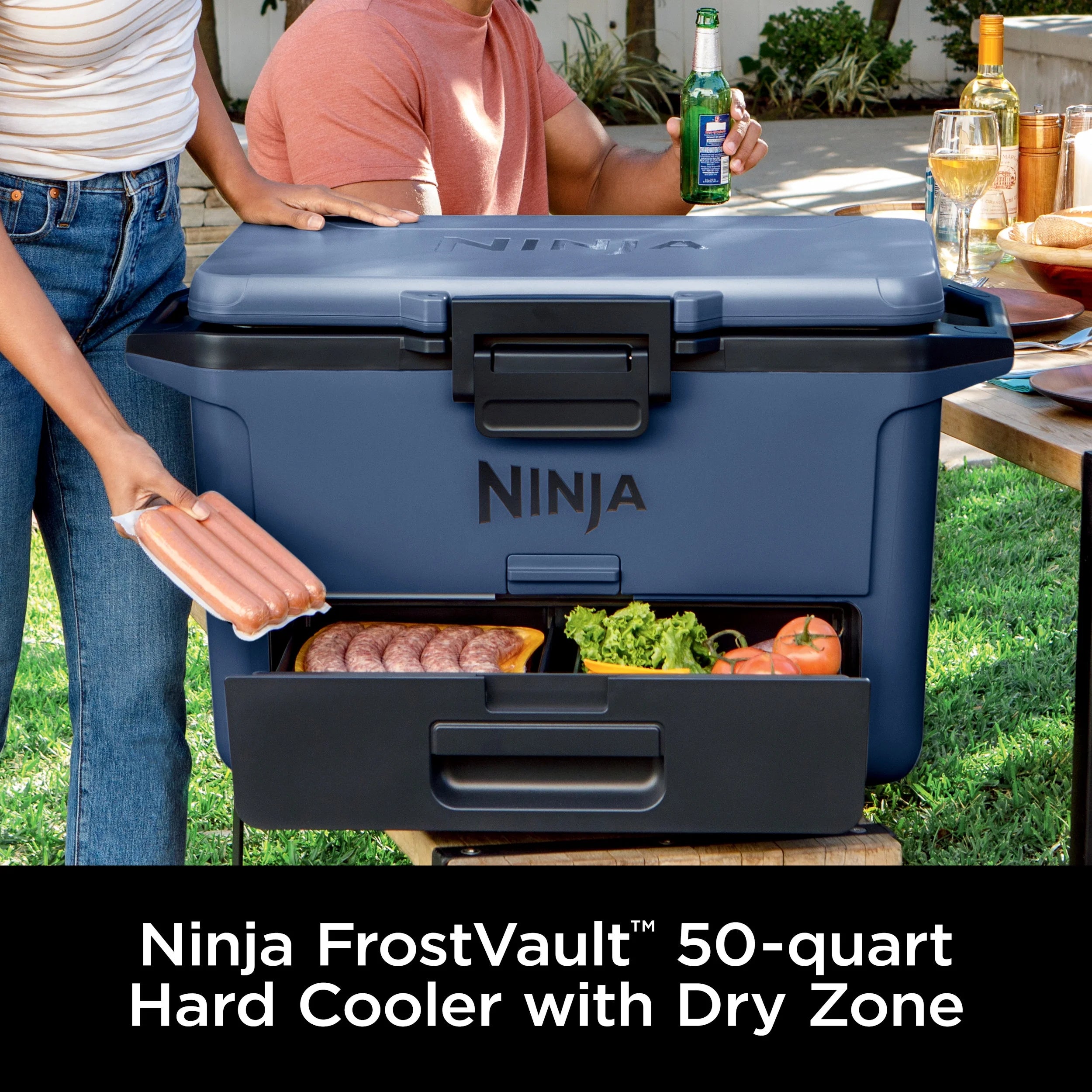 Ninja FrostVault 50qt Hard Cooler with Dry Zone, Gray, FB151GY