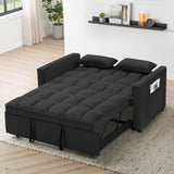 Convertible Sofa Bed,3-in-1 Sleeper Sofa with Pull Out Bed,Velvet Highly Elastic Sponge Futon Couch Loveseat with Adjustable Backrest and 2 Pillows for Living Room,Gray