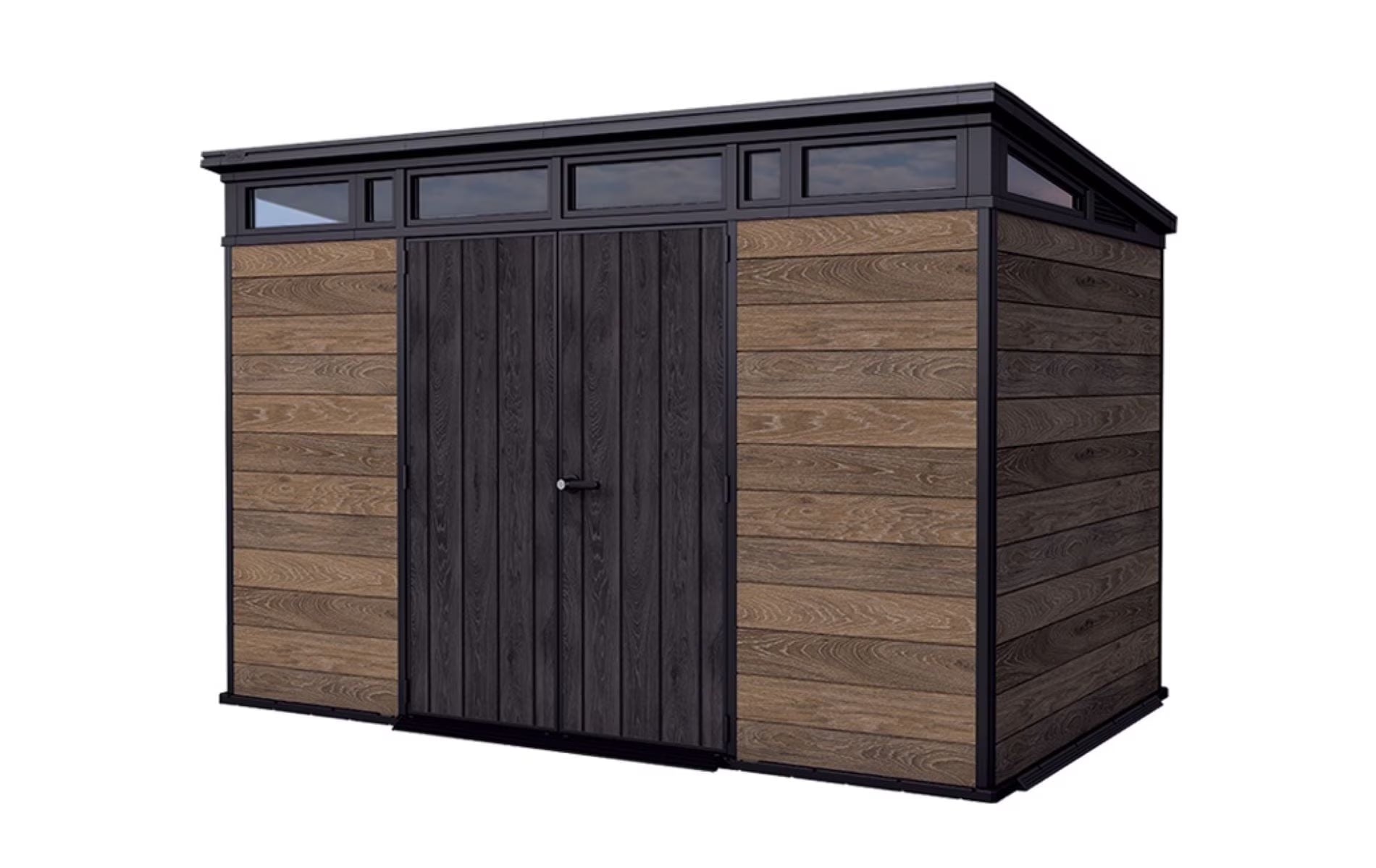 Signature 11x7 ft. Durable Resin Outdoor Storage Shed With Heavy Duty Floor and Locking Door, Walnut