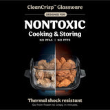 Ninja Crispi 4-in-1 Portable Glass Air Fryer Cooking System, 4-Qt & 6-Cup Containers, Cyberspace