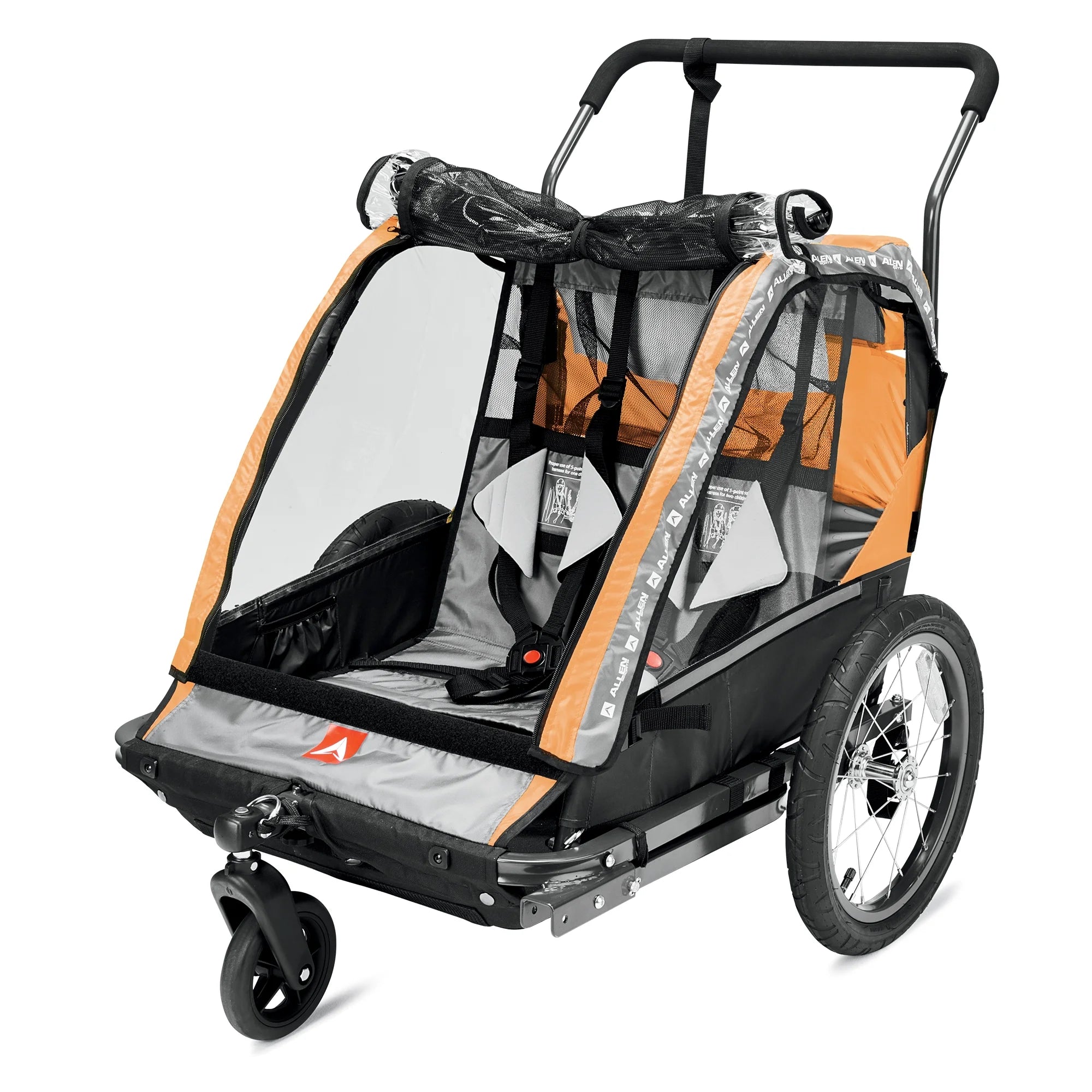 Allen Sports Deluxe 2-Child Bicycle Trailer & Stroller, Model AS2, Green