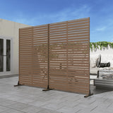 MAYEERTY 72*47" Outdoor Black Metal Privacy Panel Screen for Patio, Classic Louvered