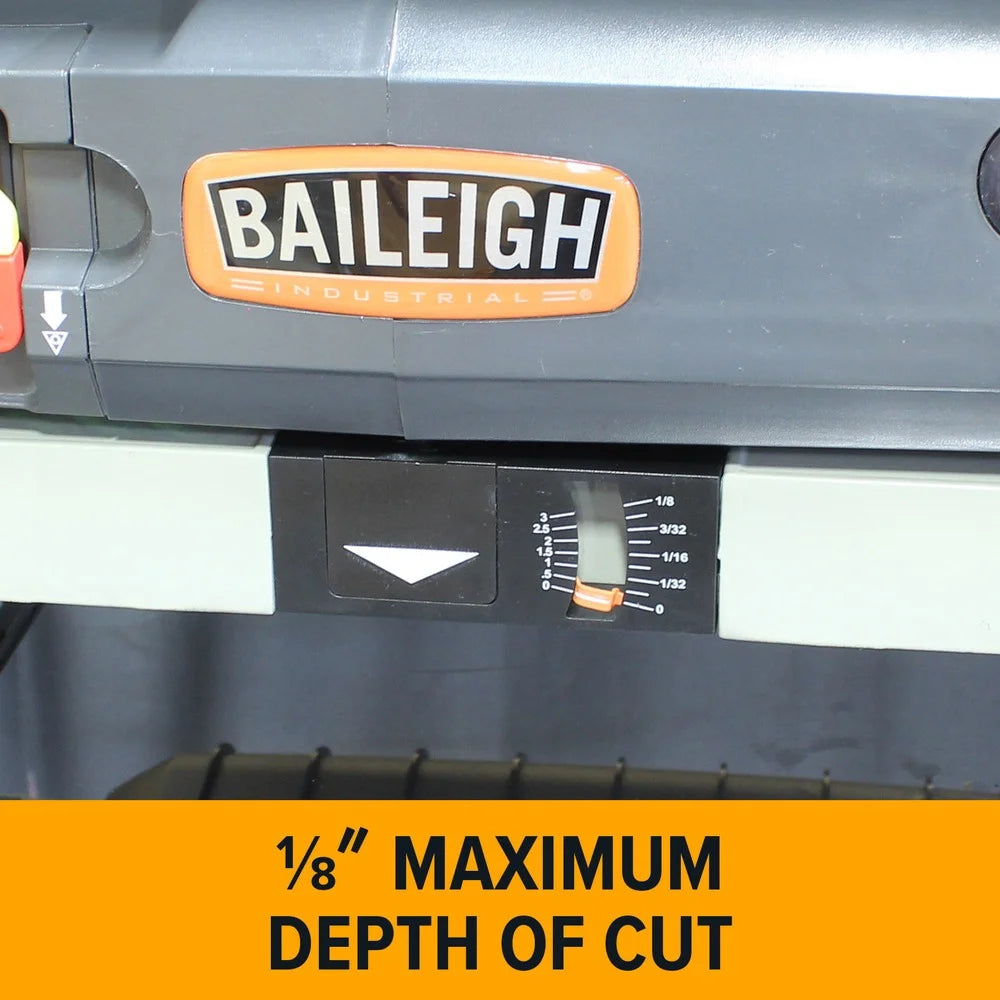 Baileigh Industrial BA9-1020164 IP-1306 15 Amp 2 HP 10000 RPM Spiral Cutterhead with 26 Carbide Inserts 6 in. Max Height Expandable Table Dual Dust Ports 13 in. Benchtop Planer