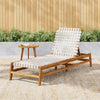 Outdoor Wood Chaise Lounge Chair, Adjustable 4-Position Recliner with Rope Seat, Teak