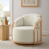 Better Homes & Gardens Lillian Swivel Birdcage Accent Chair, Cream Linen