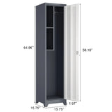 Marcree Slim Broom Storage Cabinet, Metal Cabinet with Shelves and Hanging Rod, 65" Utility Storage Cabinet with Locking Door, Tall Cleaning Storage Cabinet for Kitchen, Pantry, Office, Shop, Garage