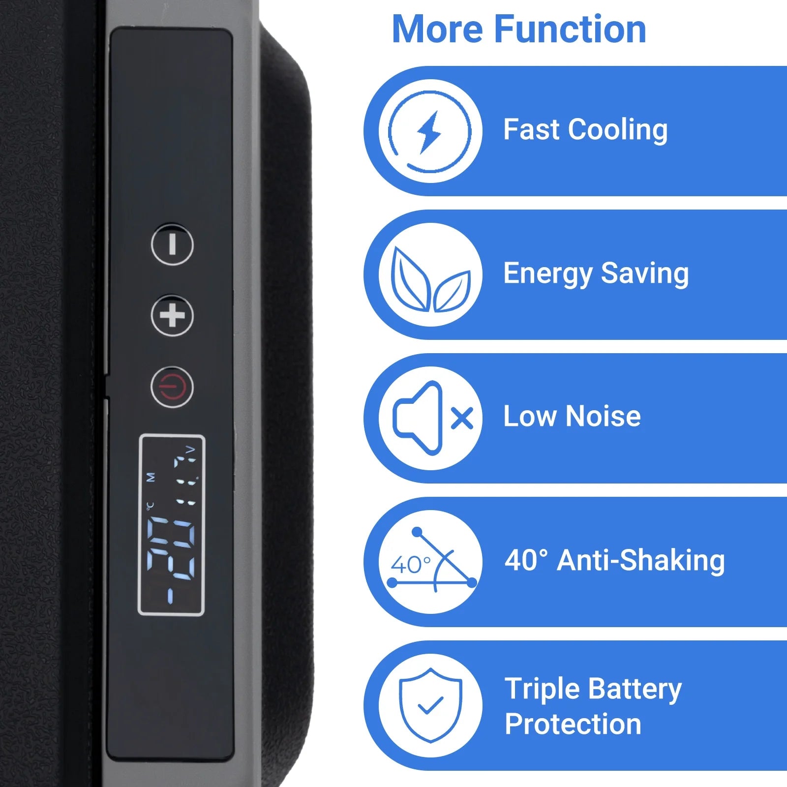 Smad 50L Camping Mini Fridge Freezer 12V/24V Car Fridge, Quiet Electric Compressor Cool Box