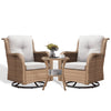 3 Piece Patio Set Outdoor Wicker Glider Rocking and Swivel Chairs with Cushions