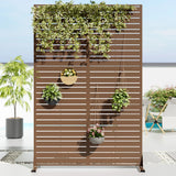 MAYEERTY 72*47" Outdoor Black Metal Privacy Panel Screen for Patio, Classic Louvered
