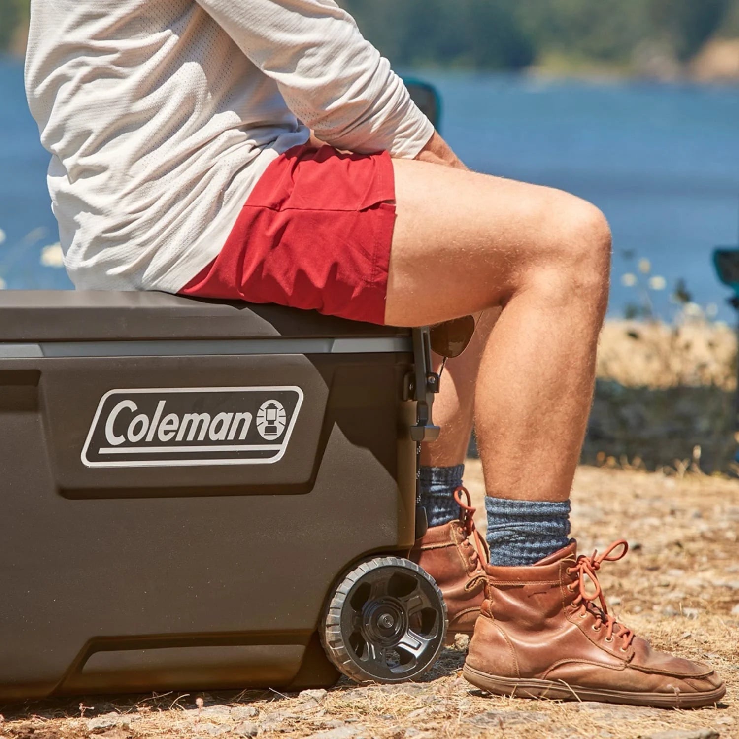 Coleman Convoy Series 65-Quart Hard Cooler with Wheels, up to 48 Cans, Brown Walnut Color