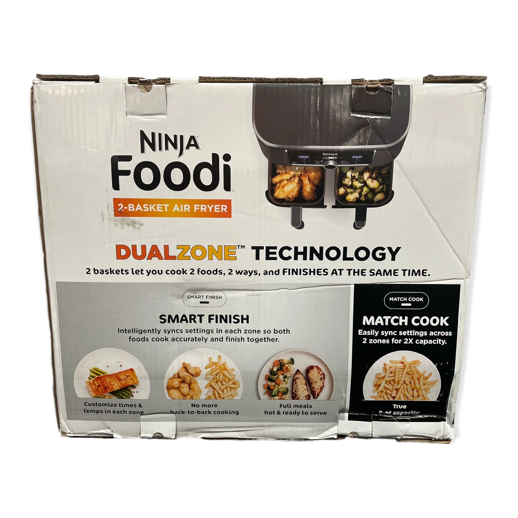 Ninja Foodi 8 qt 2-Basket Air Fryer, Black - DualZone Technology, Smart Finish