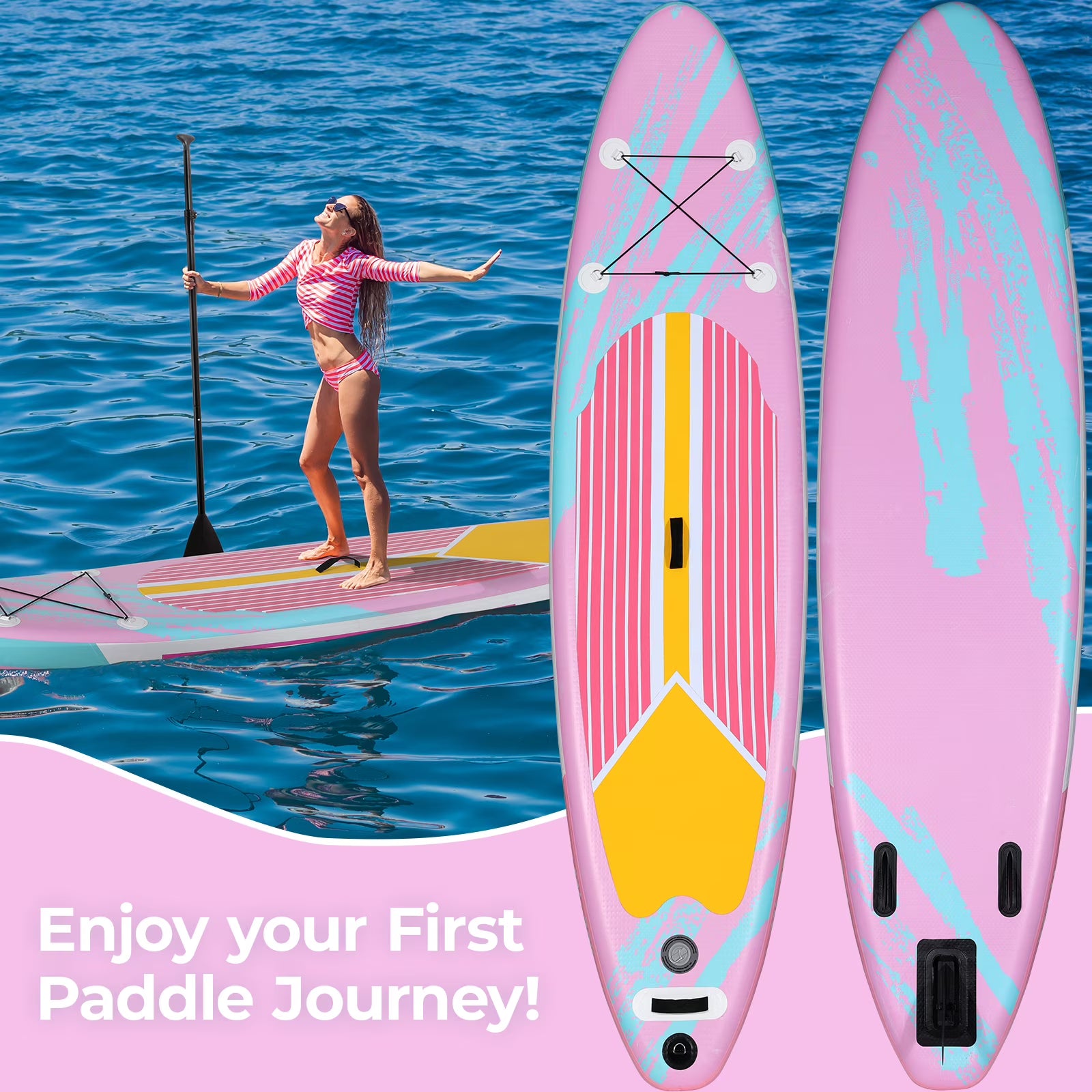 10ft Inflatable Stand Up Paddle Board with Premium SUP Accessories, Non-Slip EVA Deck, for Adults & Youth of All Skill Levels