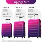 3 Piece Luggage Sets, Hard Shell Suitcase 20/24/28 Inches with TSA Lock and Spinner Wheels, Expandable Lightweight Travel Luggage for Men Women, Multicolor purple