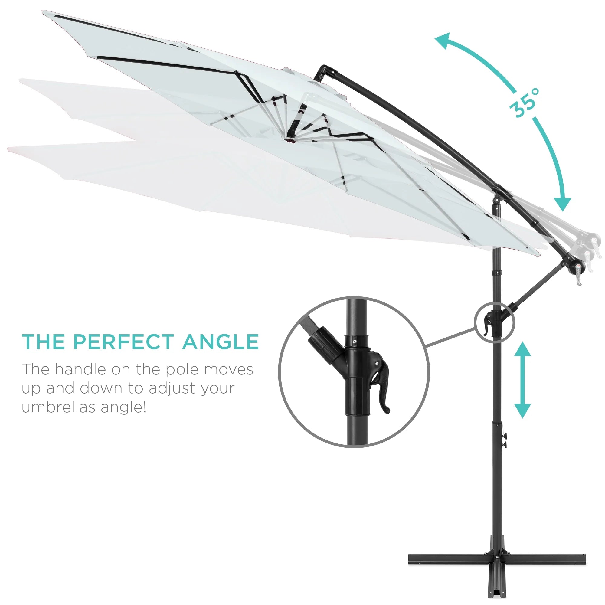 Best Choice Products 10ft Offset Hanging Outdoor Market Patio Umbrella w/ Easy Tilt Adjustment - Tan