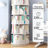 Rotating Bookshelf Tower, 4/5 Tier Circular Bookcase for Kids&Adults, Wood 360�� Floor Standing Book Storage Rack, Spinning Bookshelfs Tower for Classroom Playroom Study Bedroom