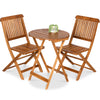 3-Piece Acacia Wood Bistro Set, Folding Patio Furniture w/ 2 Chairs, Table - Natural