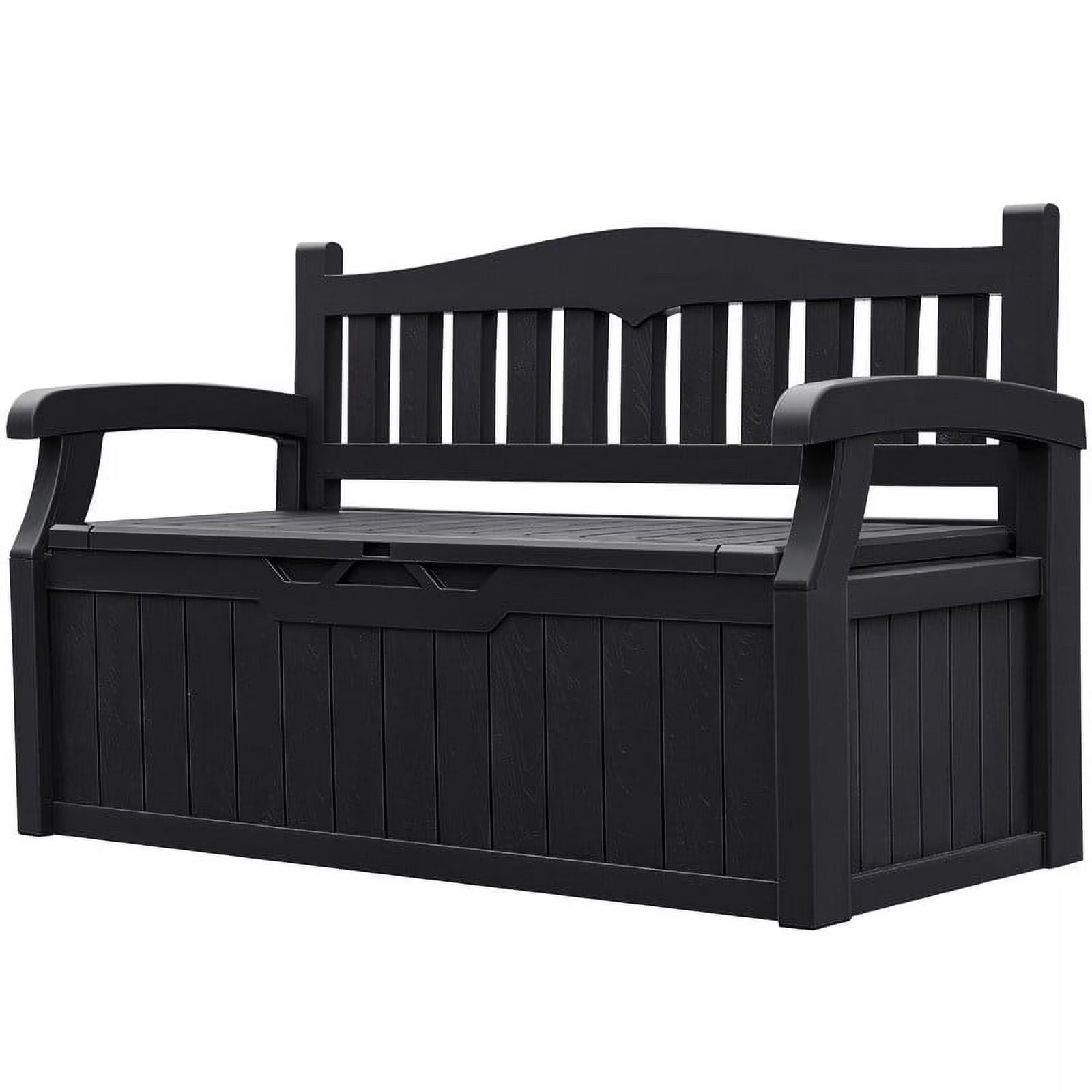 80 Gallon Plastic Storage Bench Made Of Durable Weatherproof Resin And Deck-Box Organized Storage Compartment For Outdoor Patios And Lawns,Black