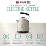 Haden Dorset 1.7 Liter Electric Water Kettle with Base, Putty & Chrome