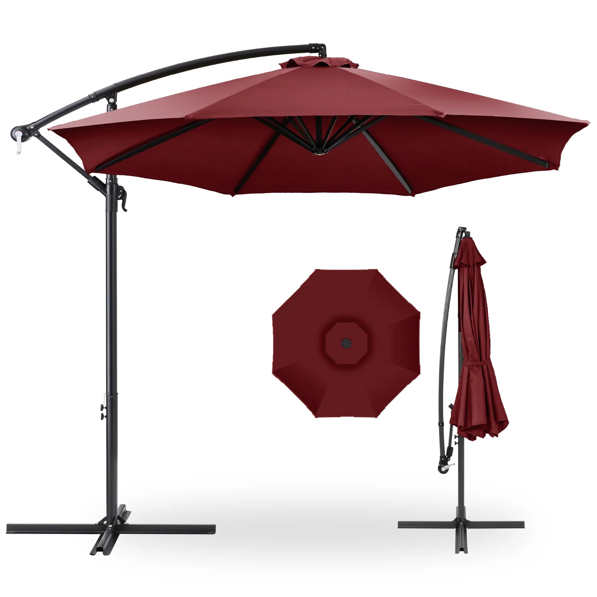 Best Choice Products 10ft Offset Hanging Outdoor Market Patio Umbrella w/ Easy Tilt Adjustment - Tan