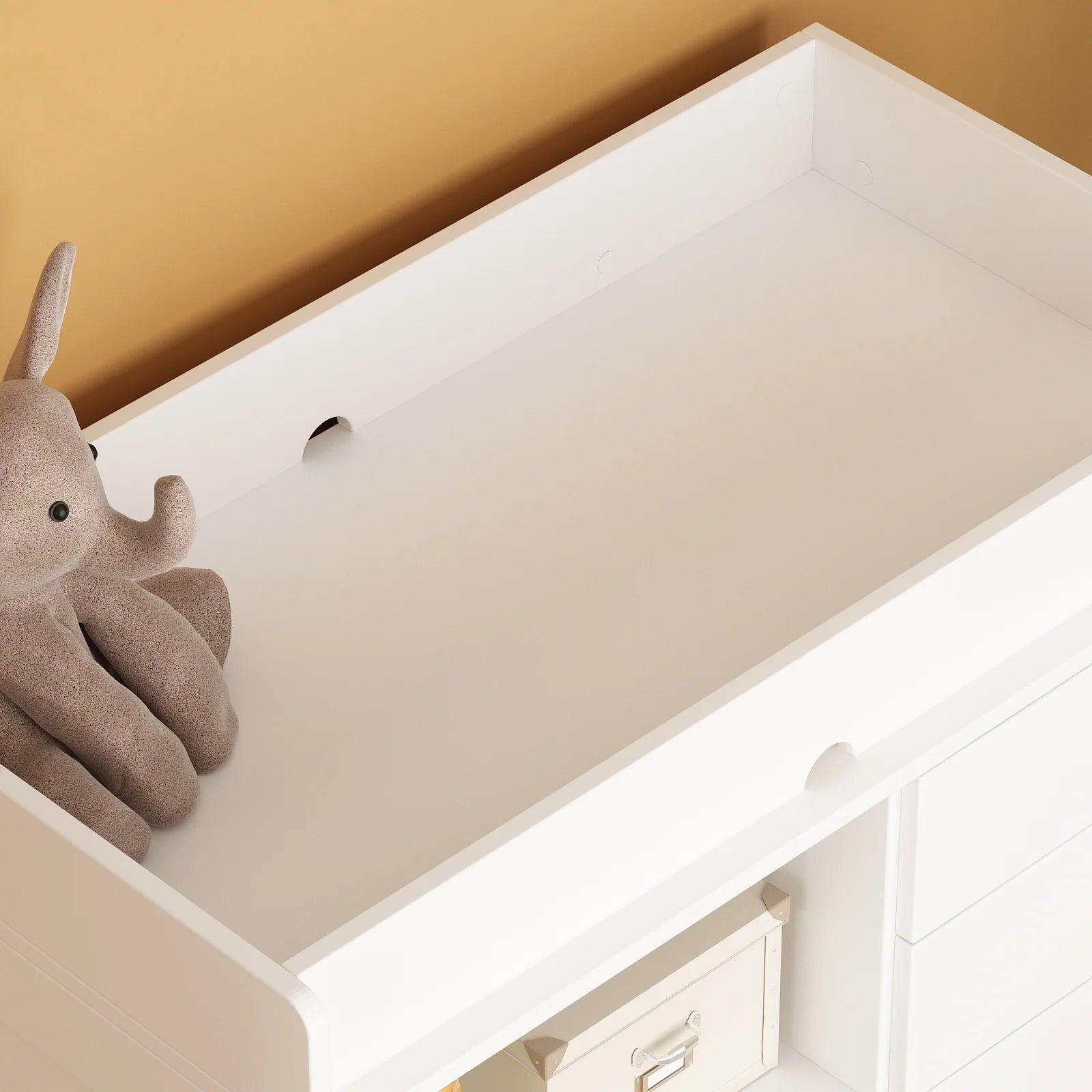 OXYLIFE 45" Baby Nursery Changing Table Dresser with 4 Drawers and Shelf for Nursery Room, White