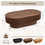 FFH 43.7 inch Oval Coffee Table for Living Room,Handcraft Rustic Corner Coffee Table Nature Wood Relief Sturdy Pedestal for Apartmen,Side Table Centre Table,Nature Wood