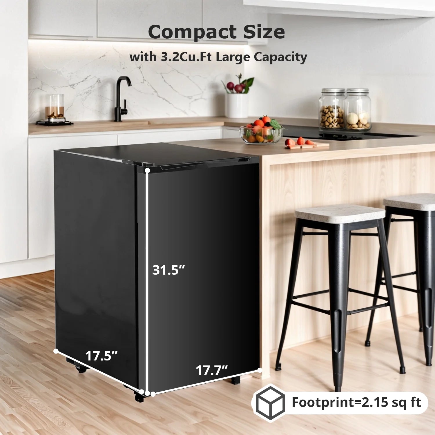 Beddle Mini Fridge with Freezer 3.2 Cu.ft Small Refrigerator for Dorm Bedroom, Compact Refrigerators Single Door Adjustable Thermostat Low Noise,Silver