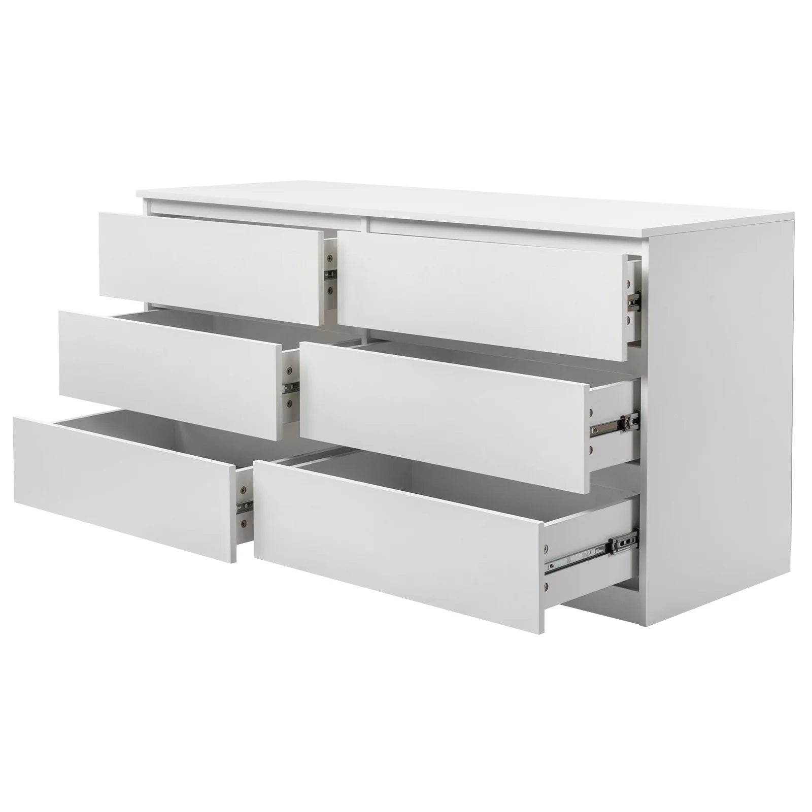Ktaxon 6 Drawer Double Dresser Wood Dresser Storage Cabinet Drawer Organizer Chest Of Drawers, White