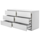 Ktaxon 6 Drawer Double Dresser Wood Dresser Storage Cabinet Drawer Organizer Chest Of Drawers, White