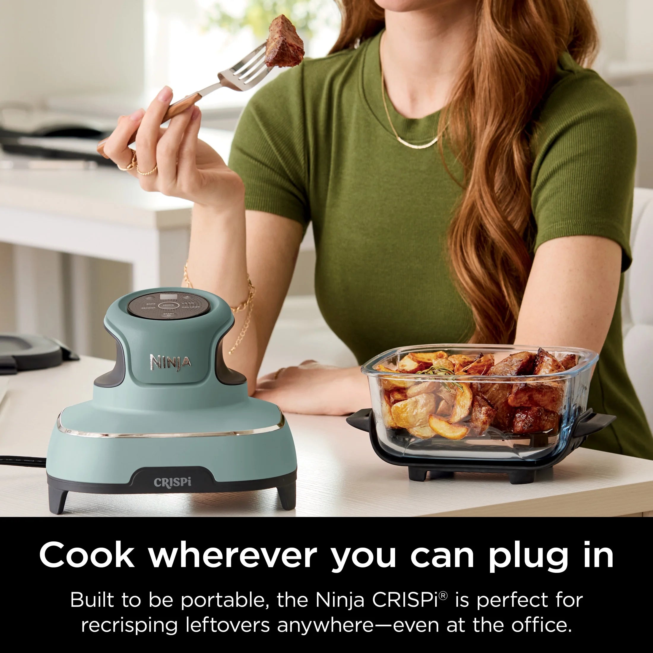 Ninja Crispi 4-in-1 Portable Glass Air Fryer Cooking System, 4-Qt & 6-Cup Containers, Cyberspace