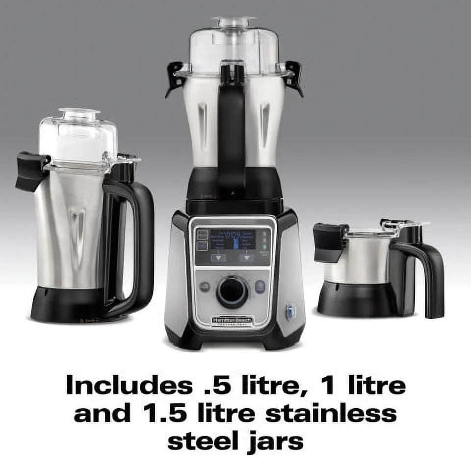 Hamilton Beach Professional 2.2 HP 120V Juicer Mixer Grinder with 3 Stainless Steel Jars, 1.5 Liters, Model 58770