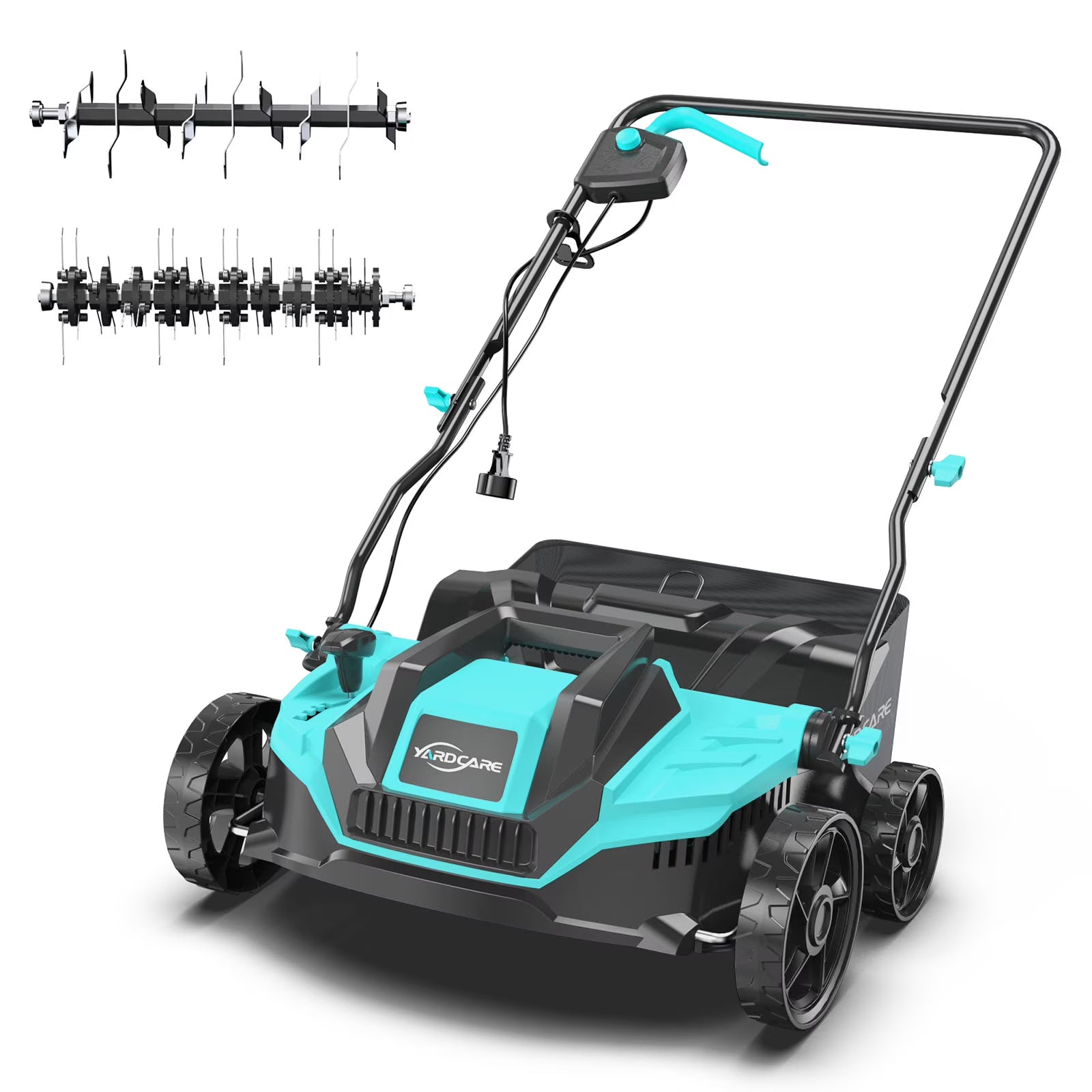 2-in-1 Scarifier and Dethatcher C Deep Soil Revitalization with High-Torque Motor, Adjustable Depth Control, Dual Safety Switch & Removable 10.5-Gallon Thatch Bag