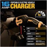 DEWALT Level-2 Portable Electric Vehicle EV Charger up to 16 Amps, 120-240-Volt AC 3.8 KW, 25 Ft. Cable, Weatherproof