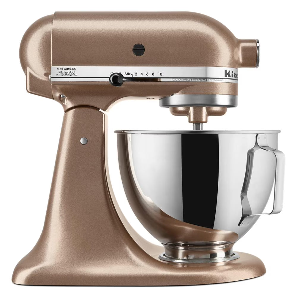 KitchenAid Deluxe Series 4.5 Quart Tilt-Head Stand Mixer with Stainless Bowl, Contour Silver, KSM97CU