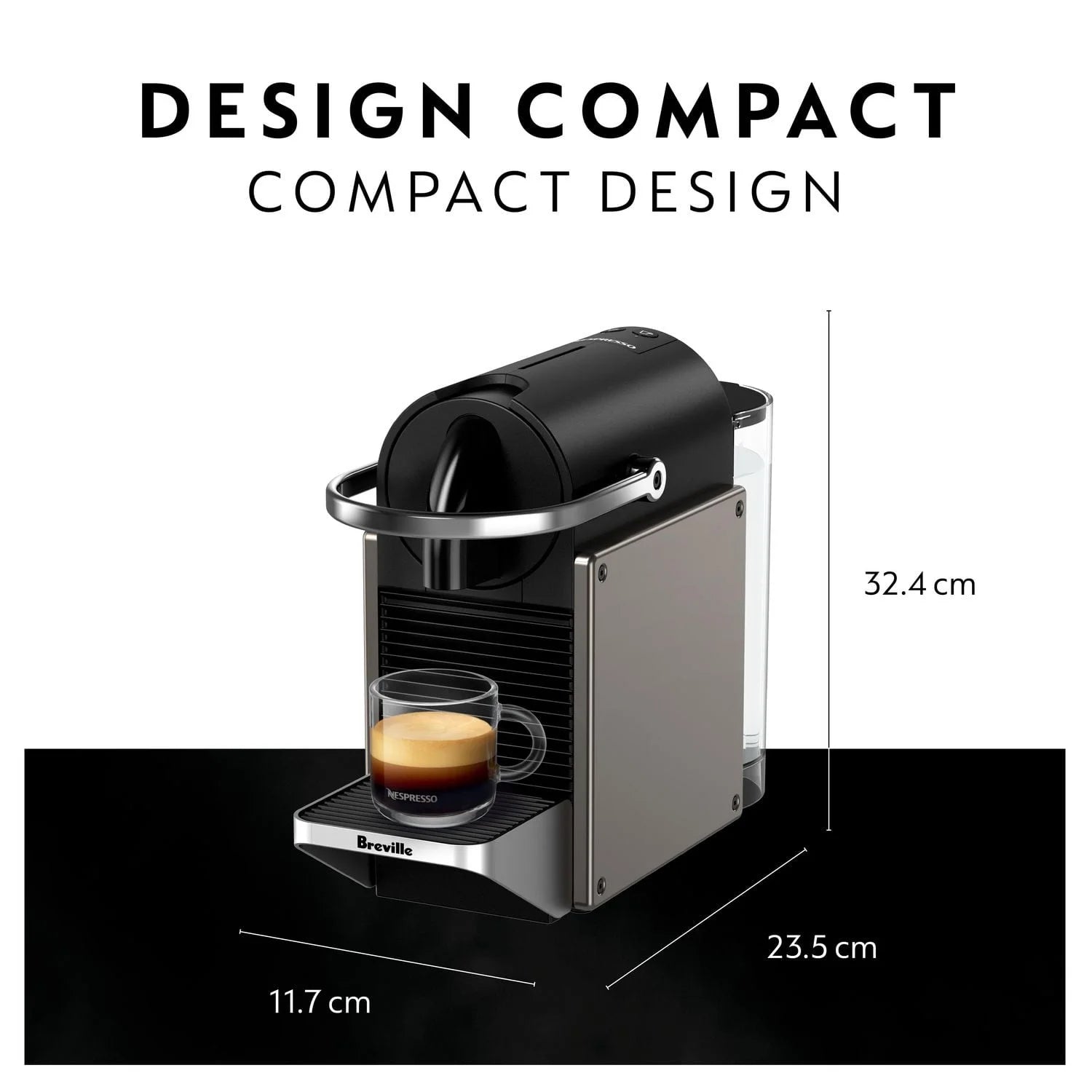 Nespresso Pixie Espresso Machine by Breville, Titan - BEC440TTN