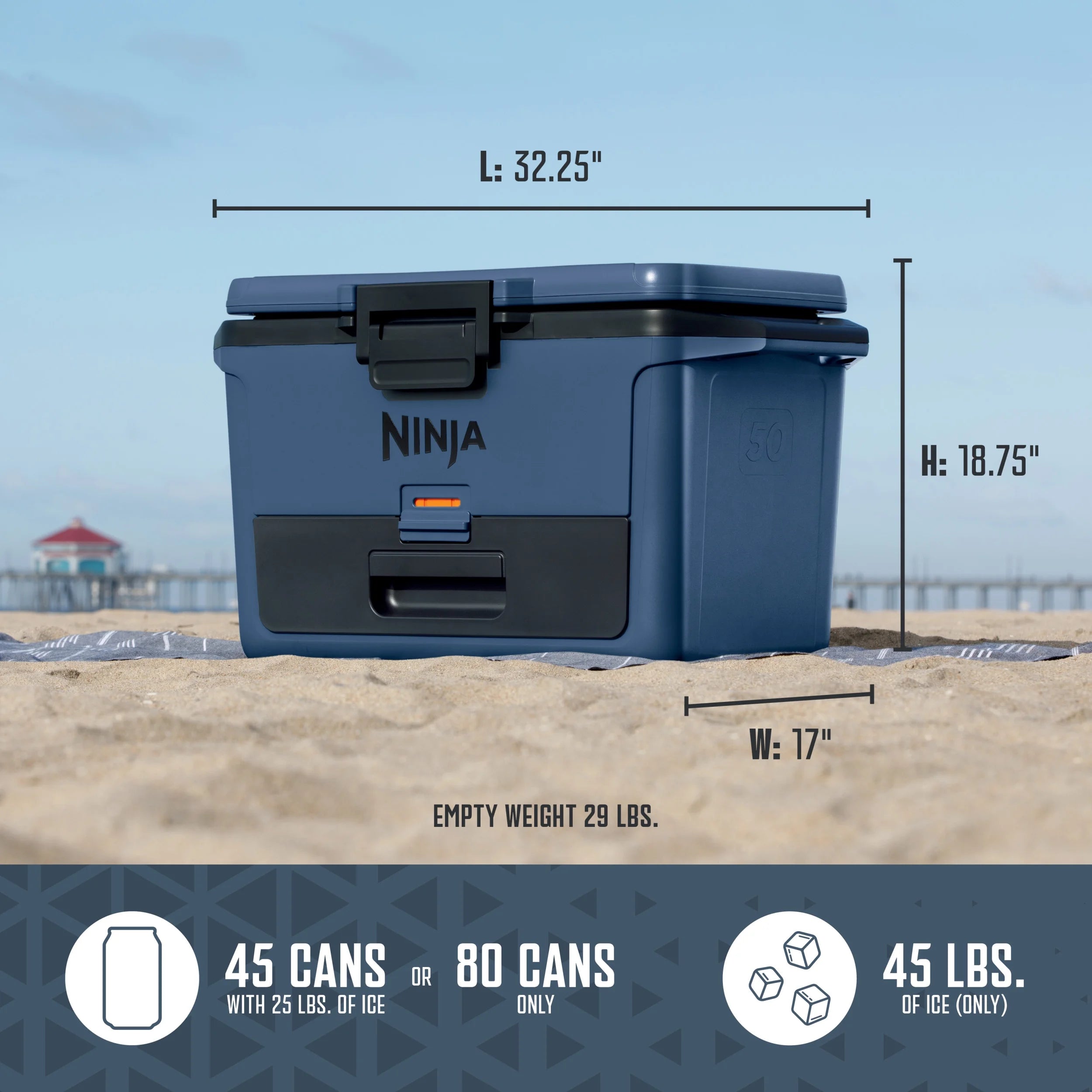 Ninja FrostVault 50qt Hard Cooler with Dry Zone, Gray, FB151GY
