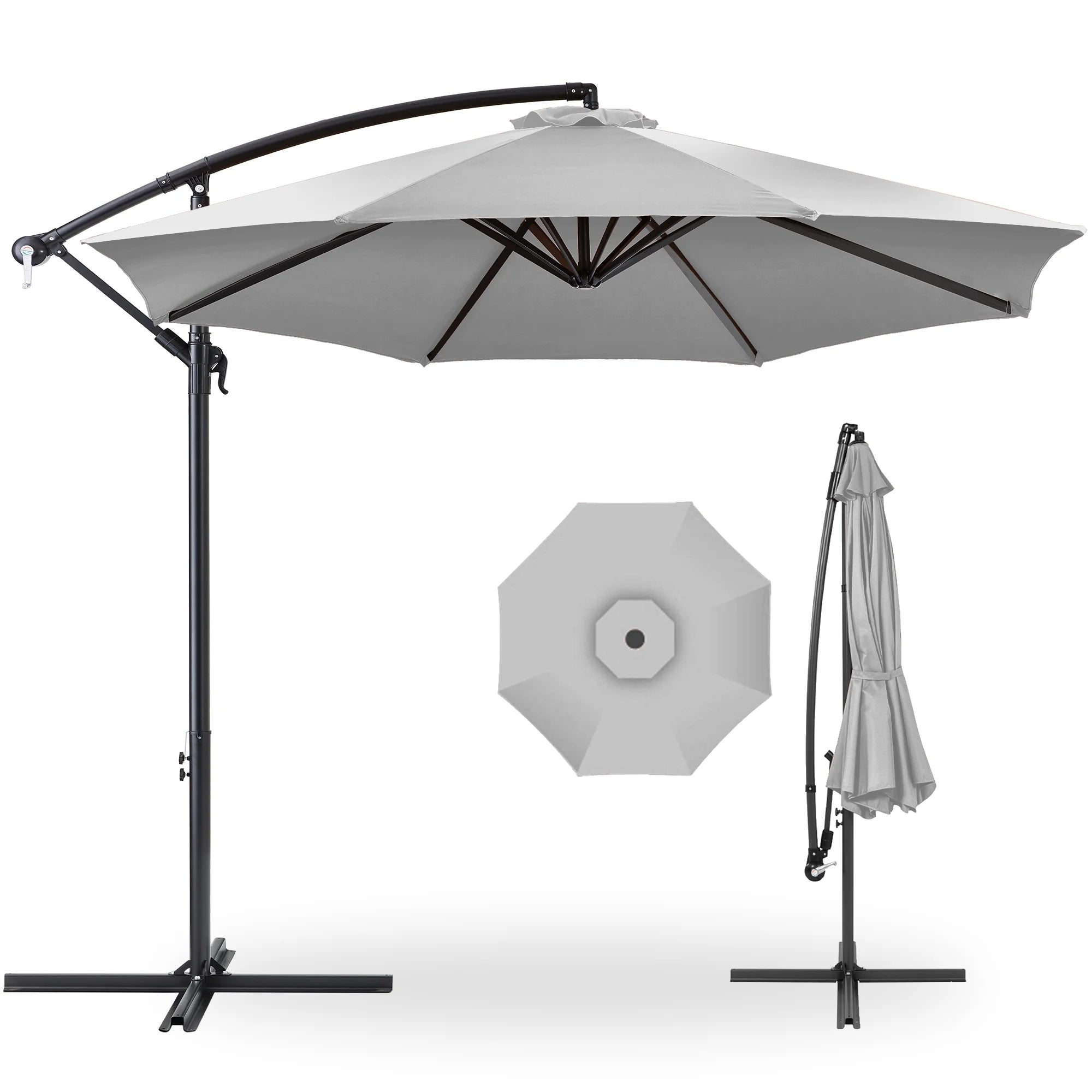 Best Choice Products 10ft Offset Hanging Outdoor Market Patio Umbrella w/ Easy Tilt Adjustment - Tan
