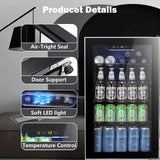 Auseo 126 Can Beverage Refrigerator and Cooler with Glass Door for Home/Office/Bar-Black