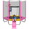 7FT Trampoline with Removable Slide, Kids Indoor Outdoor Trampoline with Enclosure Net and Ladder, Pink