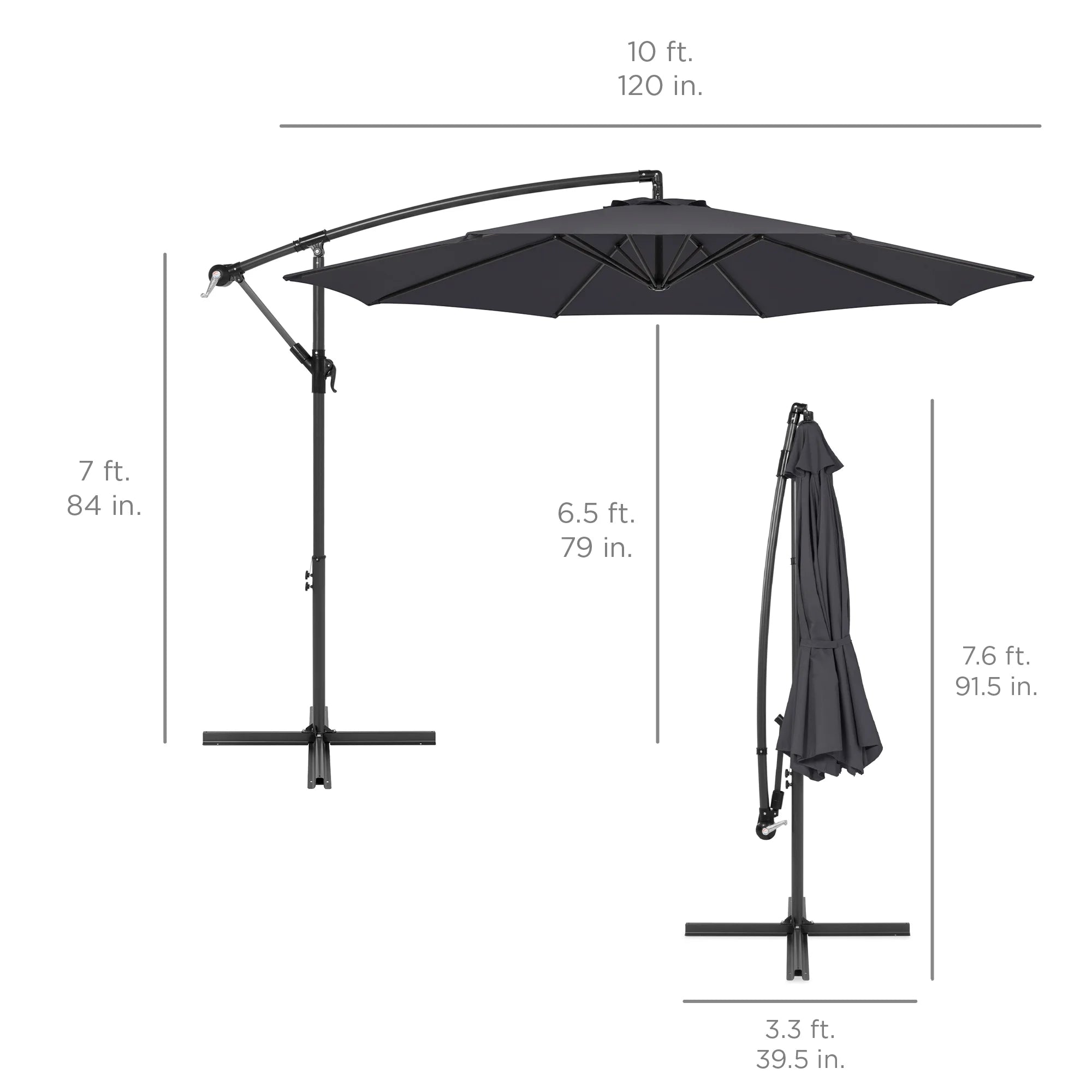 Best Choice Products 10ft Offset Hanging Outdoor Market Patio Umbrella w/ Easy Tilt Adjustment - Tan