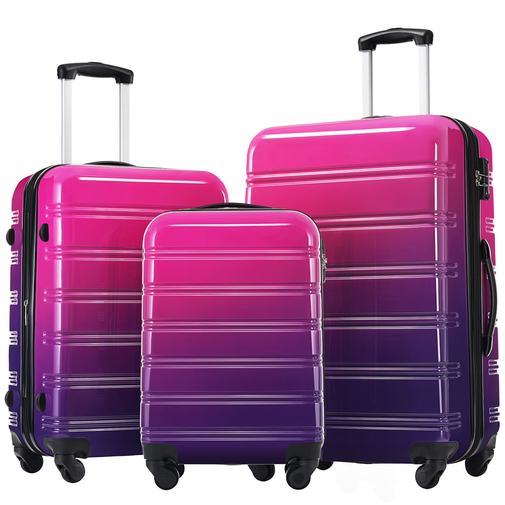3 Piece Luggage Sets, Hard Shell Suitcase 20/24/28 Inches with TSA Lock and Spinner Wheels, Expandable Lightweight Travel Luggage for Men Women, Multicolor purple