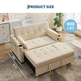 3 in 1 Convertible Sleeper Sofa Bed, Corduroy Futon Couches with Pull-Out Bed, Adjustable Backrest, Charging Port & Side Pockets, Modern Upholstered Sofa for Living Room, Guest Room