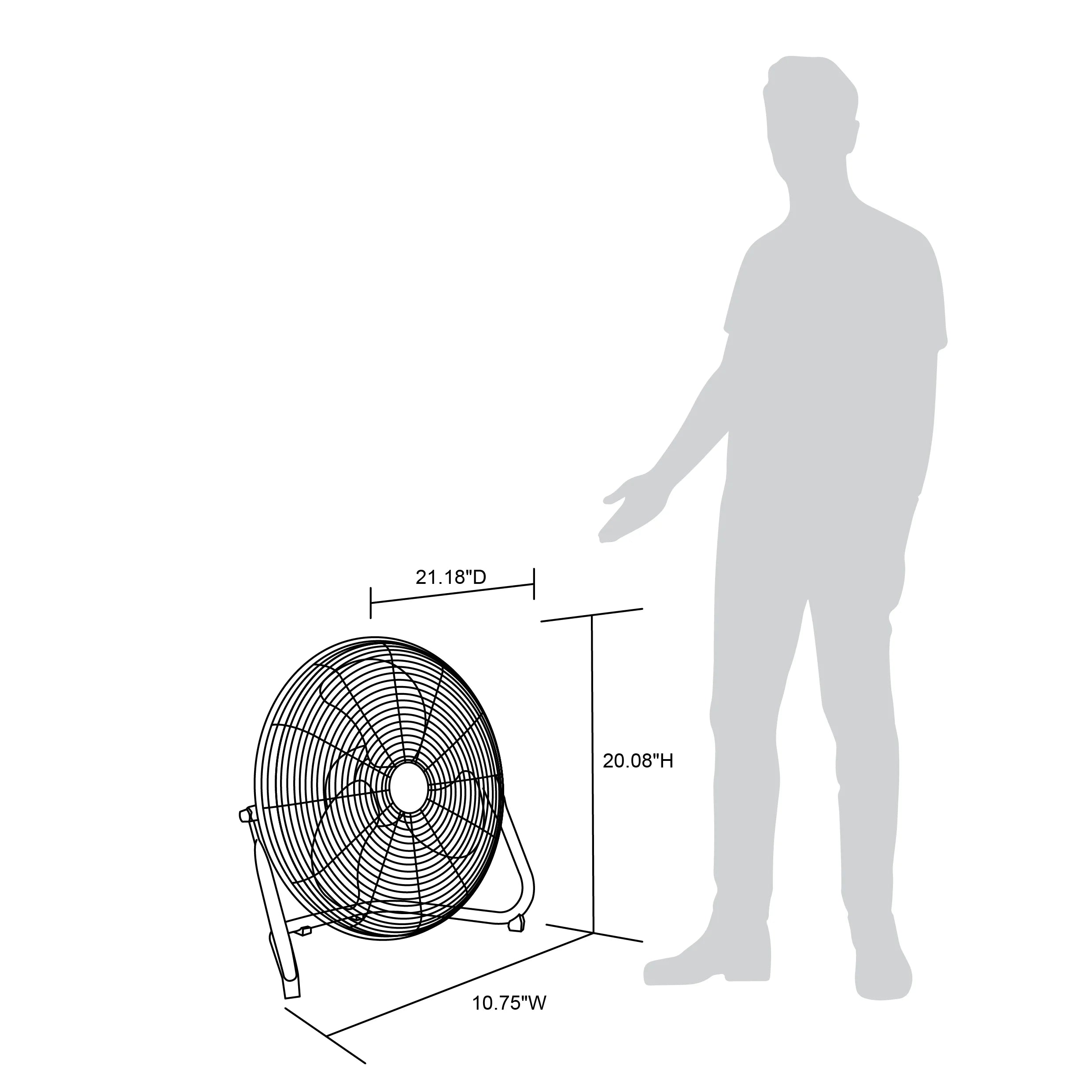 Newair 18" High-Velocity Industrial Floor Fan, Heavy Duty Metal Fan, Adjustable Tilt and 3 Speeds up to 4012 CFM, Rotatory Switch