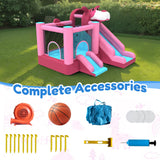 Mukidy 114''x 114'' x 92.5'' Inflatable Bounce Houses for Kids 3-10 with Blower Double Slide and Ball Pit/Indoor Bouncy House, PVC, Child, Teen, Toddler��Blue