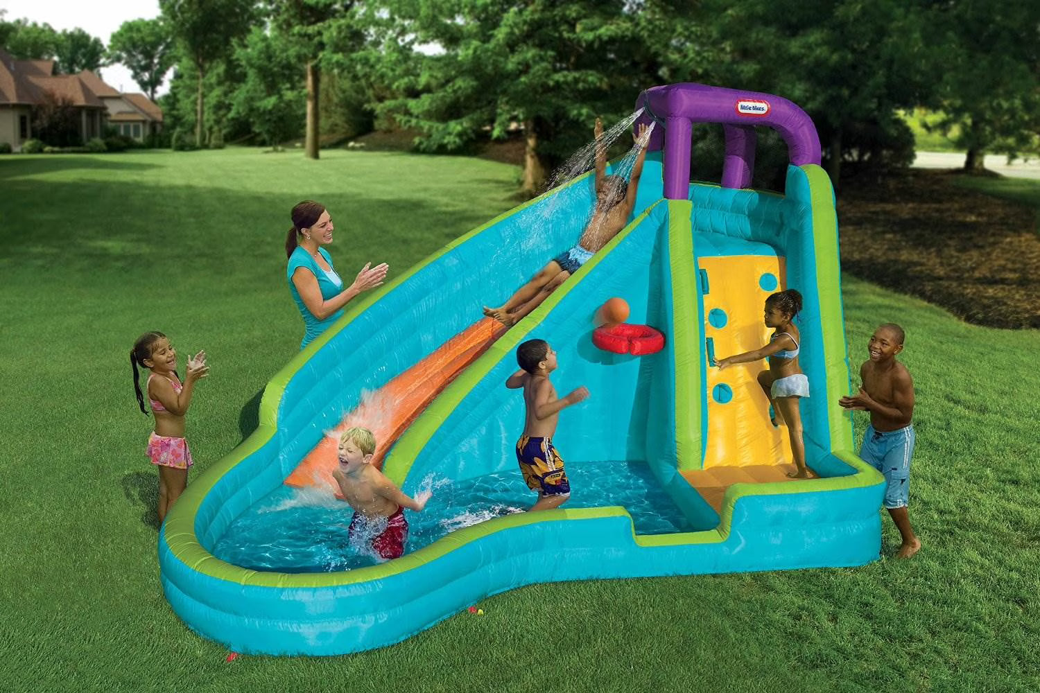 Slam 'n Curve Slide Infaltable Outdoors Kiddie Pool | 632914C