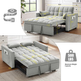 Convertible Sofa Bed,3-in-1 Sleeper Sofa with Pull Out Bed,Velvet Highly Elastic Sponge Futon Couch Loveseat with Adjustable Backrest and 2 Pillows for Living Room,Gray